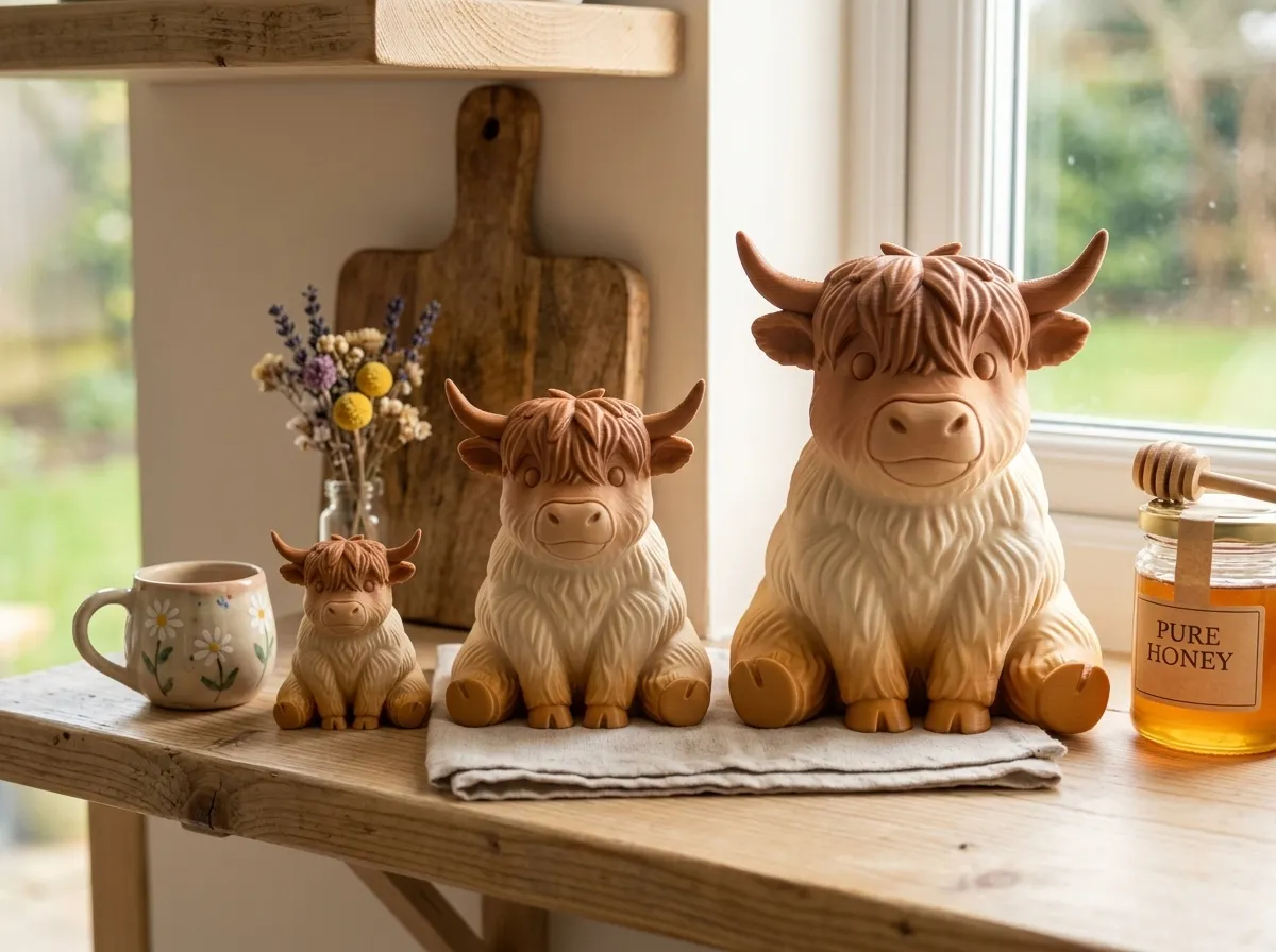 Cute Highland Cow Trio – 3 Sizes - Free 3D Print Model - MakerWorld
