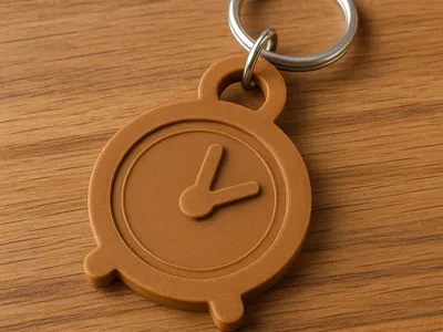 Minimalist 3D Printed Alarm Clock Keychain 