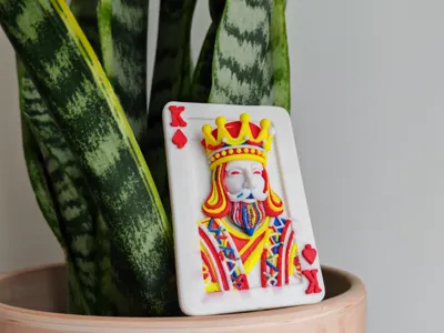 Multicolor 3D card. 3D King playing card. Suitable for multi-head 3D printers.