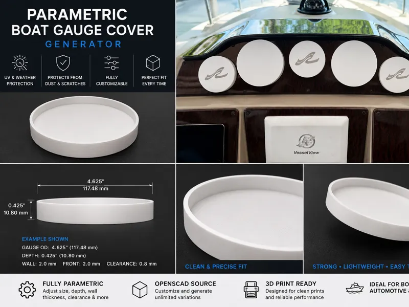 Parametric Boat Gauge Cover Generator Customizable