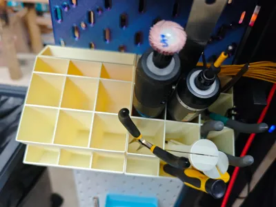 Slanted Opening Storage - IKEA Pegboard - Can hold Worx WX242 and Dongcheng electric grinding pen