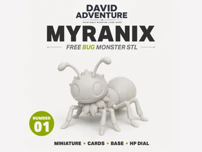 MYRANIX Free Bug Monster STL Cards, Base & HP Dial