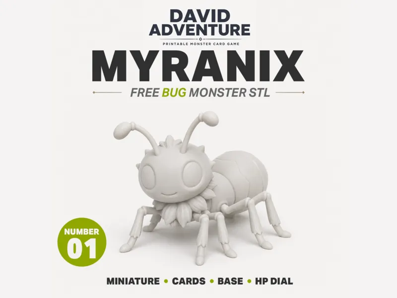 MYRANIX Free Bug Monster STL Cards, Base & HP Dial