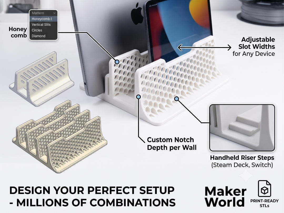Parametric Laptop,Tablet &Handheld Stand 1-6 Slots