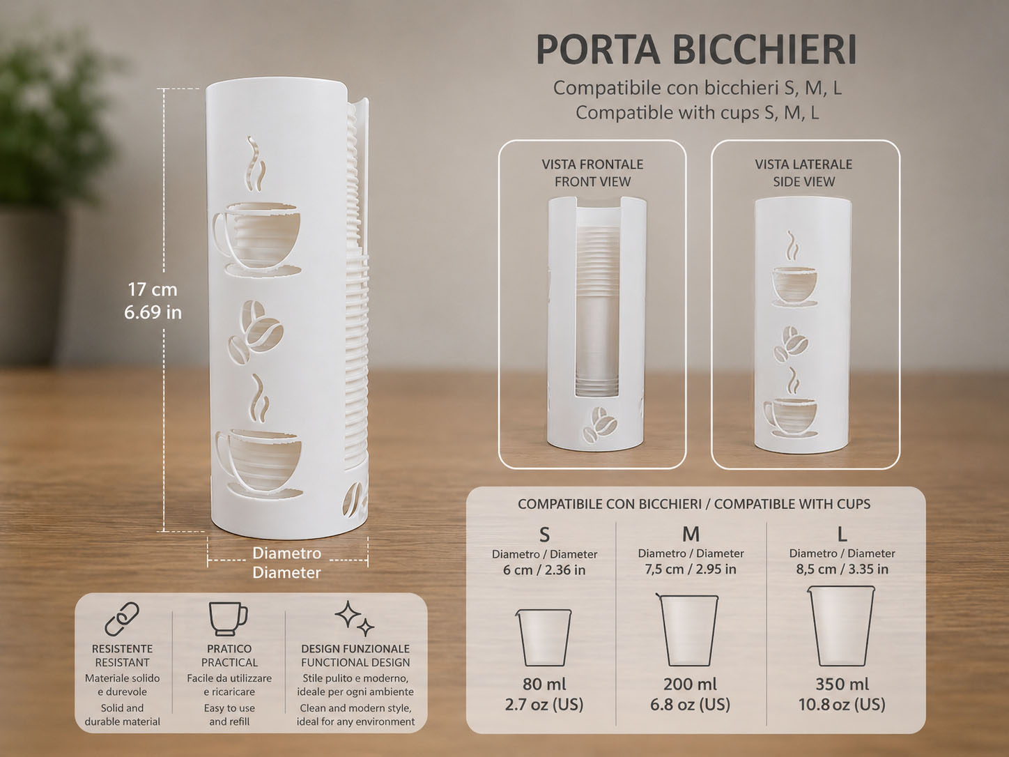 Universal Cup Holder|Stand for S, M, L Cups