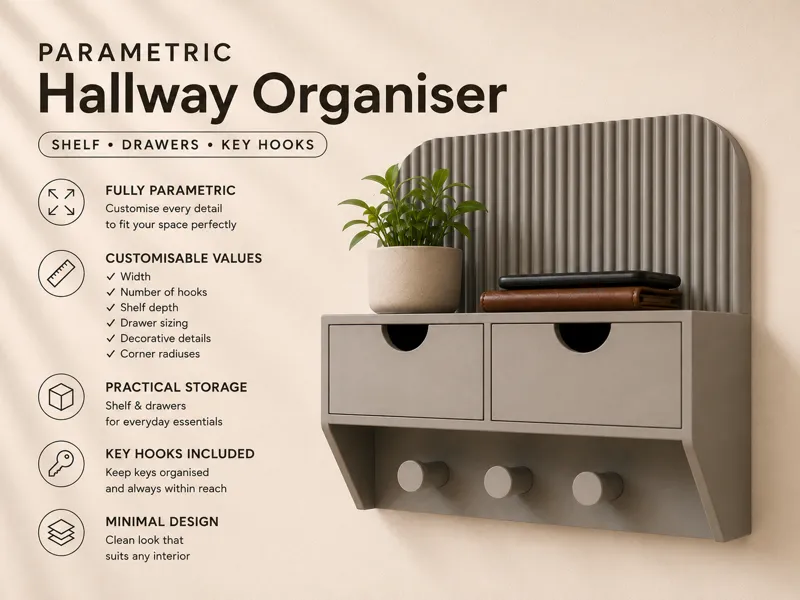 Parametric key hook and storage - customisable!