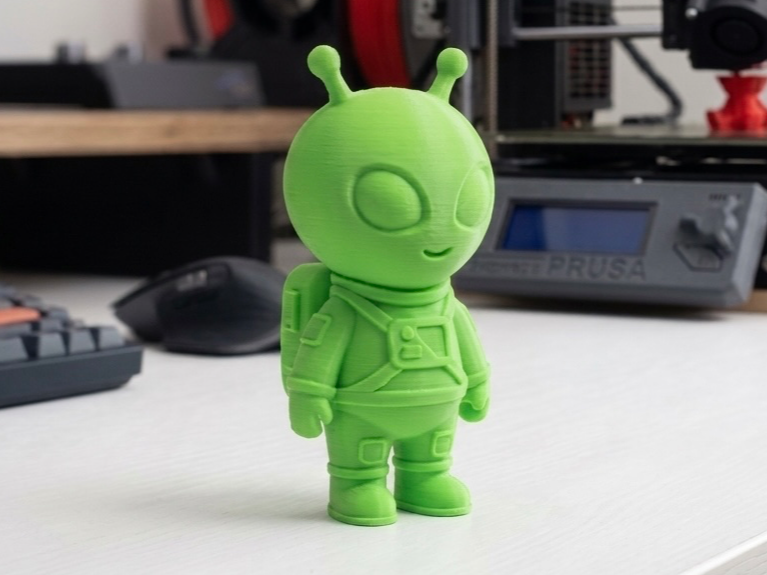 Cute Neon Green Alien Explorer Figurine 