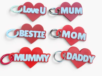 Customizable Name Keychain with Heart Background