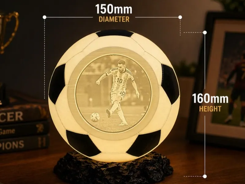 Custom Soccer Ball Lamp with Rock Base