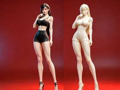 Jeans Cute Tifa (Final Fantasy White Model Figure)