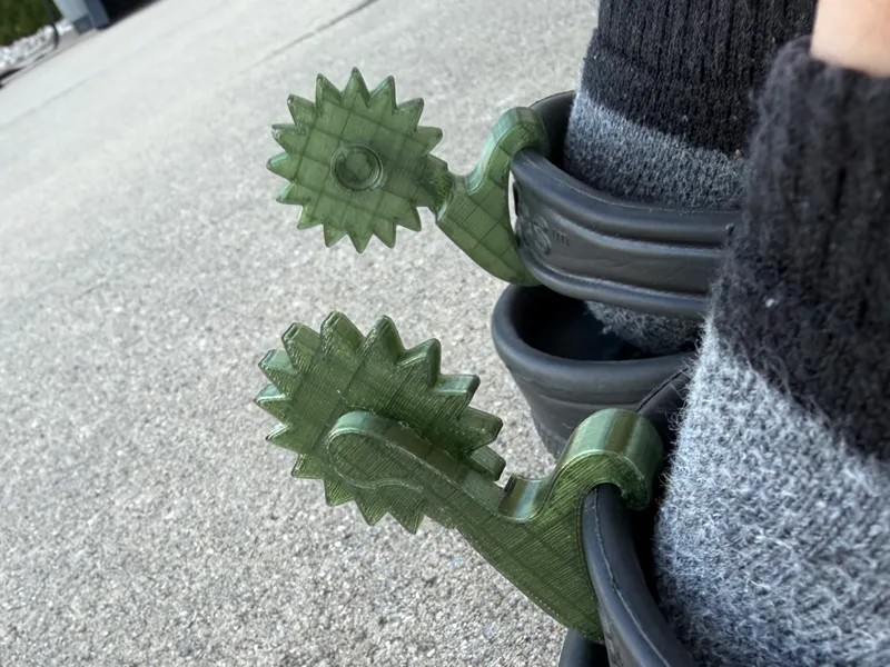 Print in place croc spurs, 1 pair in under 35 min