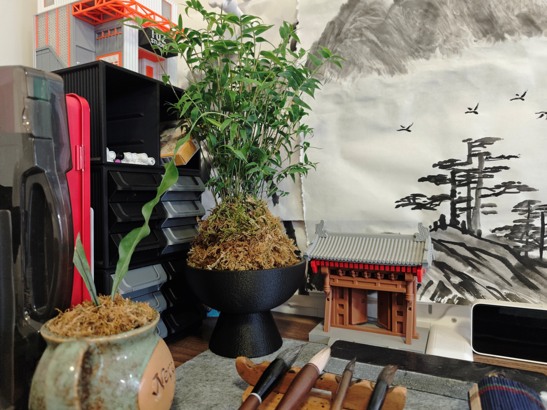 高脚岩石纹理禅意花盆