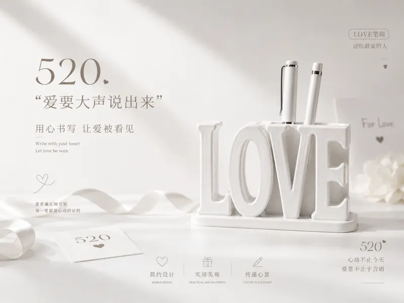 520  情人节礼物  love笔筒 书写爱意 