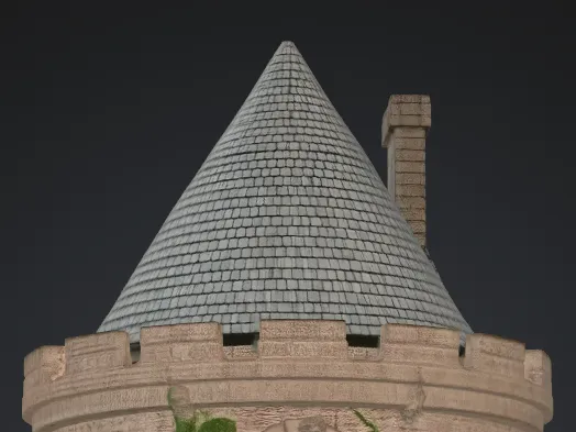 Runder turm mit schornstein
