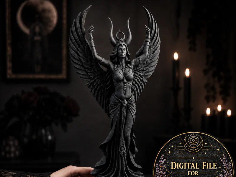 Lilith Goddess Statue Dark Fantasy Winged Demon