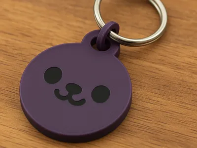 Cute 3D Printed Bear Face Keychain