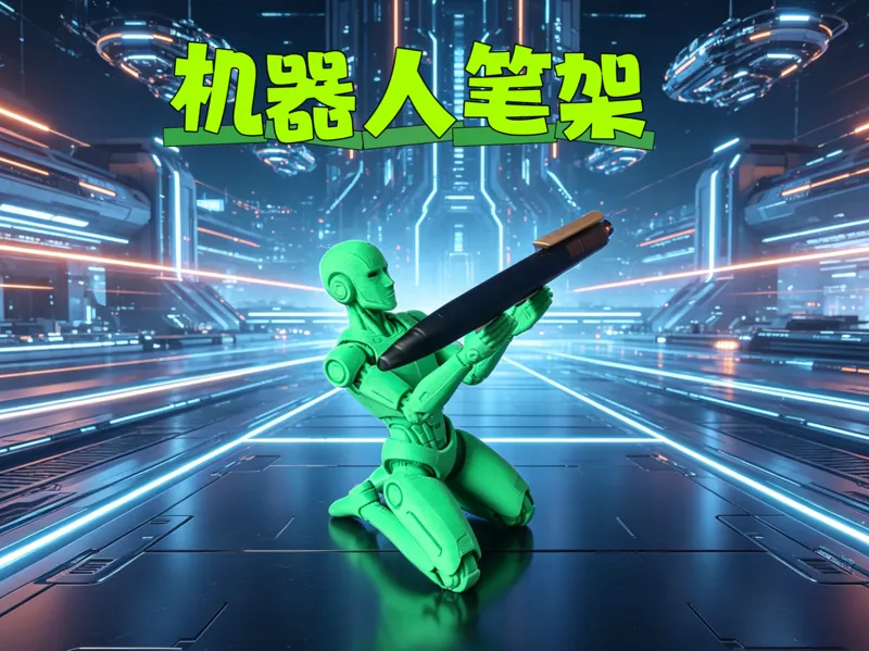 机器人笔架 笔筒  科幻工业风笔托