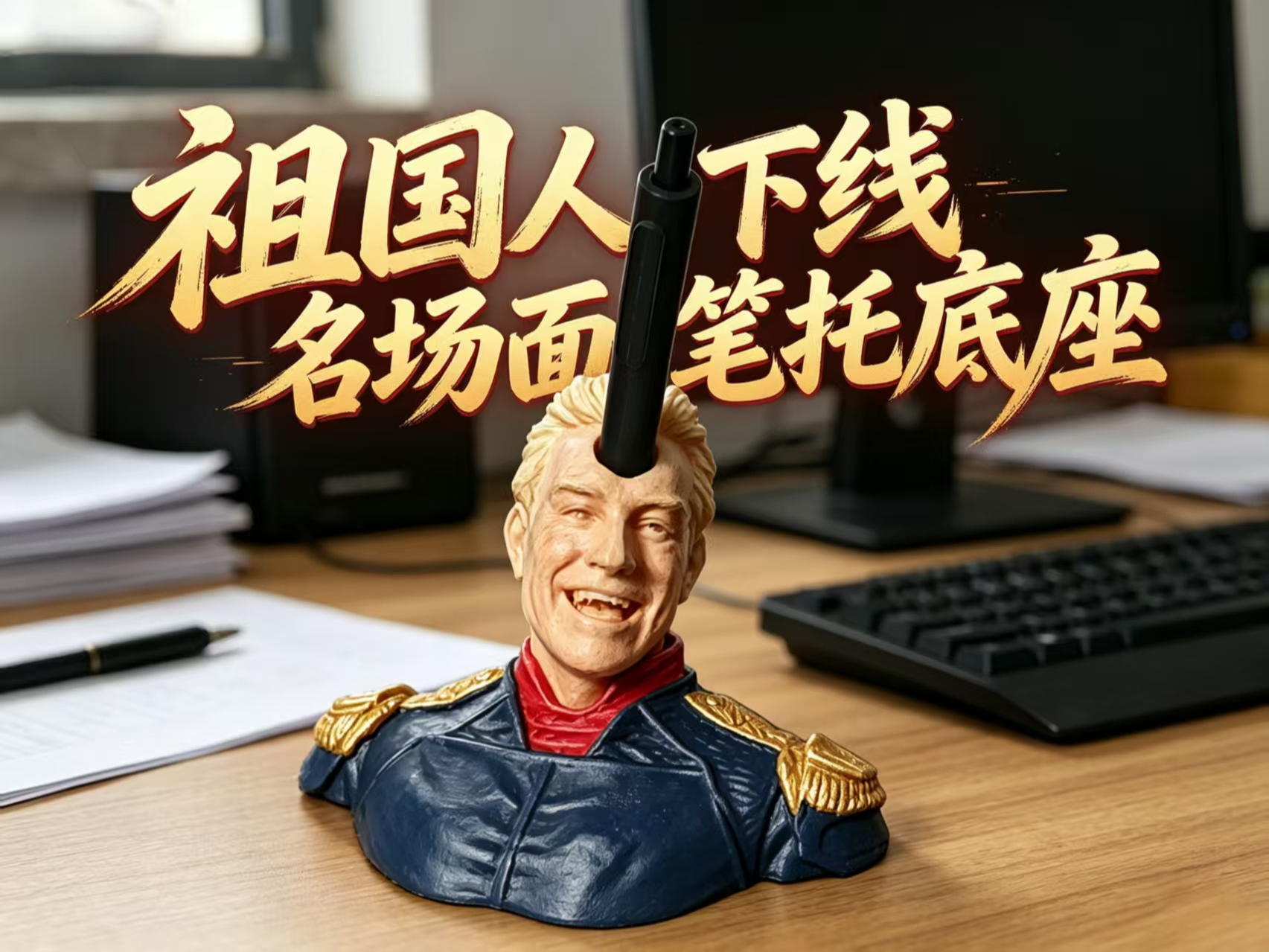 祖国人下线名场面笔托底座