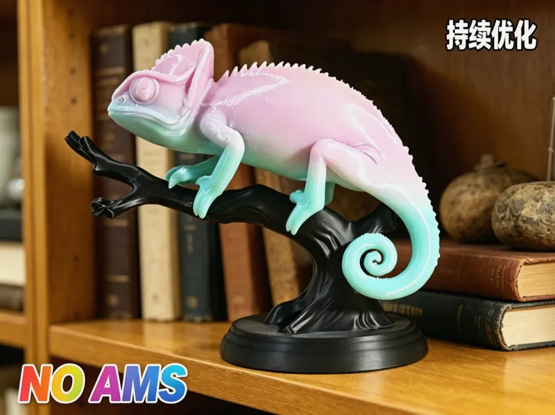 变色龙桌面摆件 分件打印/支撑易拆/可手工上色（无需AMS，彩虹色打印）