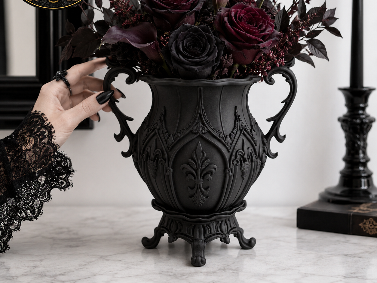 Large Gothic Baroque Flower Vase Goth Centerpiece