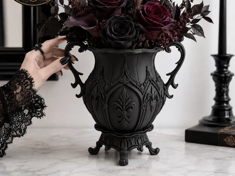 Large Gothic Baroque Flower Vase Goth Centerpiece