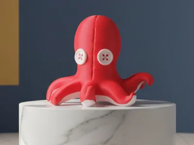 Button Eye Octopus Figurine - Sea Creature Decor