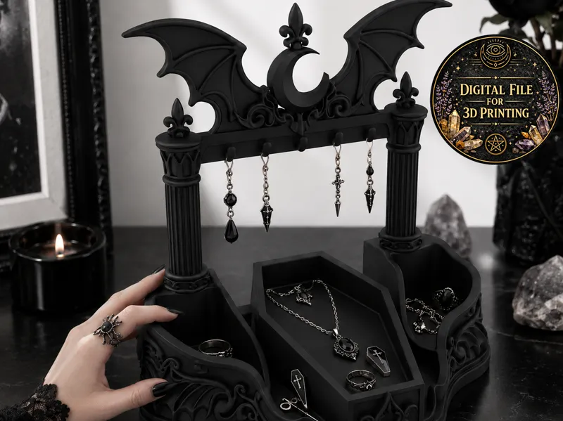 Gothic Jewelry Organizer Coffin Tray Dark Vanity