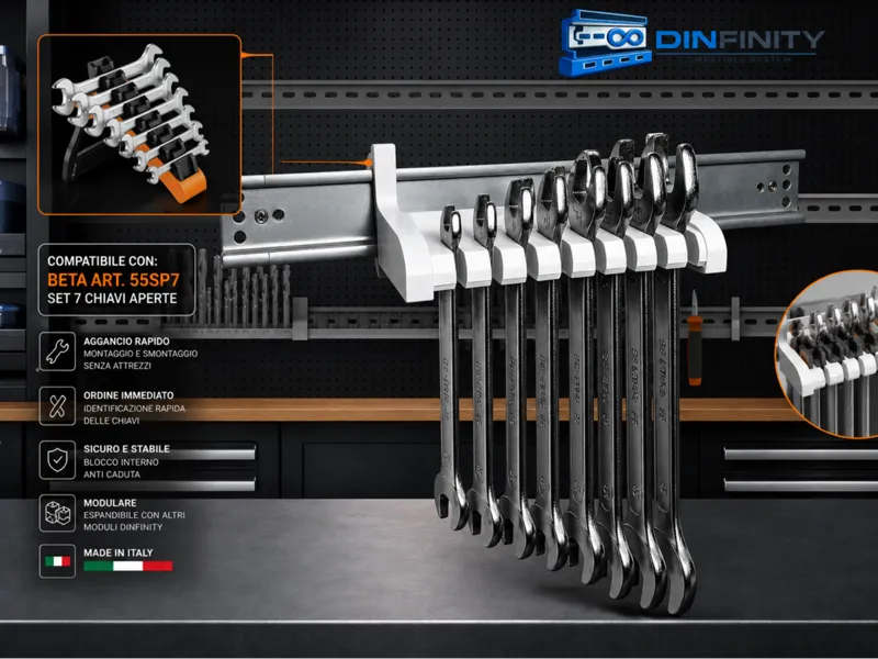 Beta 55SP7 Wrench Holder DIN Rail | DIN Infinity