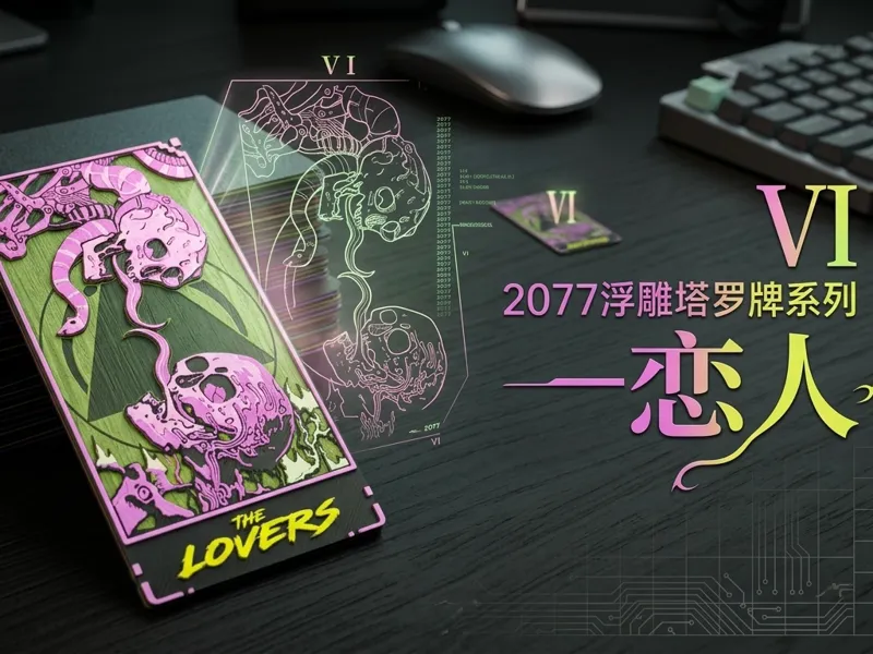 2077浮雕塔罗牌系列—恋人 |游戏浮雕卡牌组 | 【2077创意塔罗牌系列】