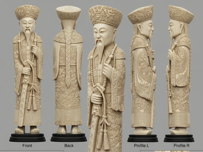 Estatua sabio oriental en marfil sintetico