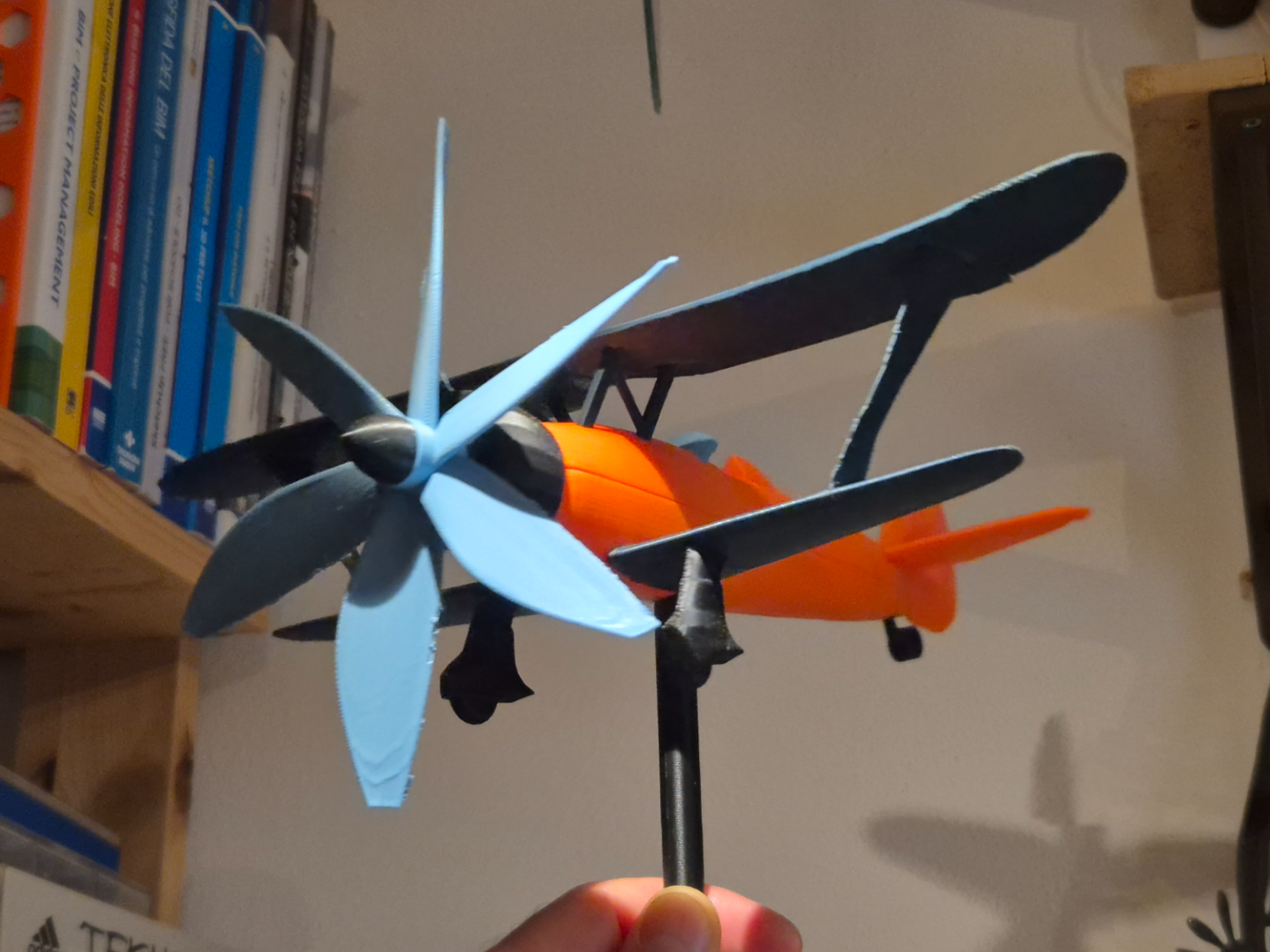 Biplane Weathervane with Ball Bearings