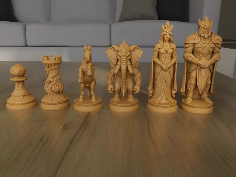 Organic Chess Set STL Artistic 3D Printable Design