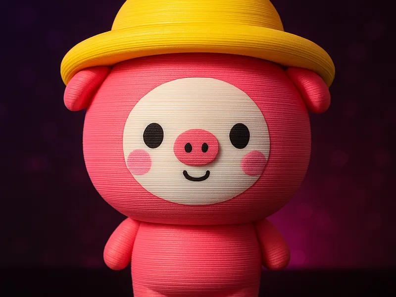 Cute Chibi Pig in Hot Pink Beach Vibes!