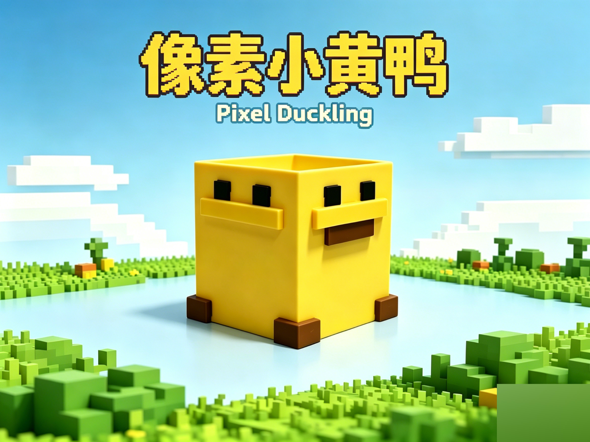 笔筒卡通像素拼装小鸭子