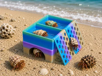 Hermit Crab Freshwater Saltwater Dual-Tank Bathtub + Hiding House Three-in-One