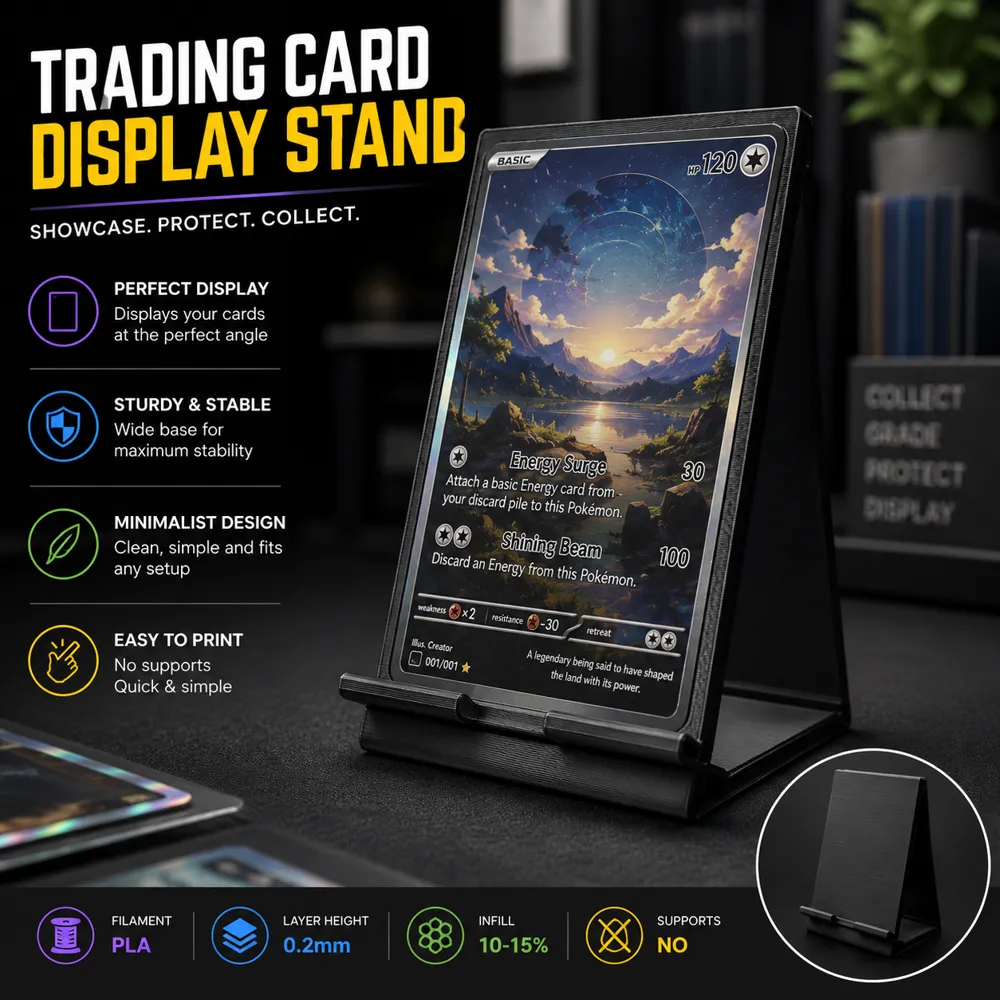 Trading card display stand - Free 3D Print Model - MakerWorld