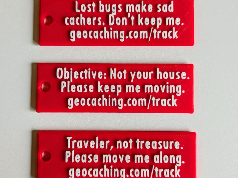 Geocaching Trackable Reminder Tags