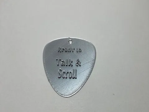 Talk and scroll Guitar pick keychain