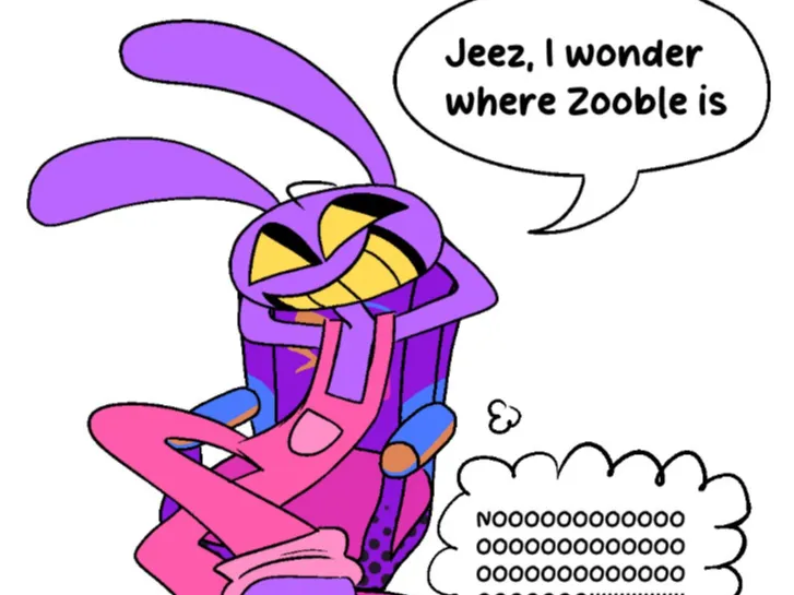 jax siting on zooble not knowing 
