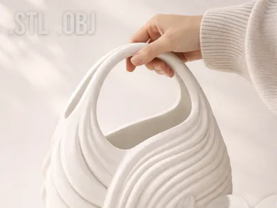 Sculpted Petal Tote Bag - Organic Wave 3D Print 