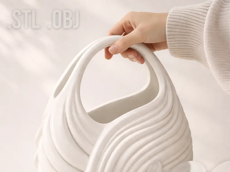 Sculpted Petal Tote Bag - Organic Wave 3D Print 