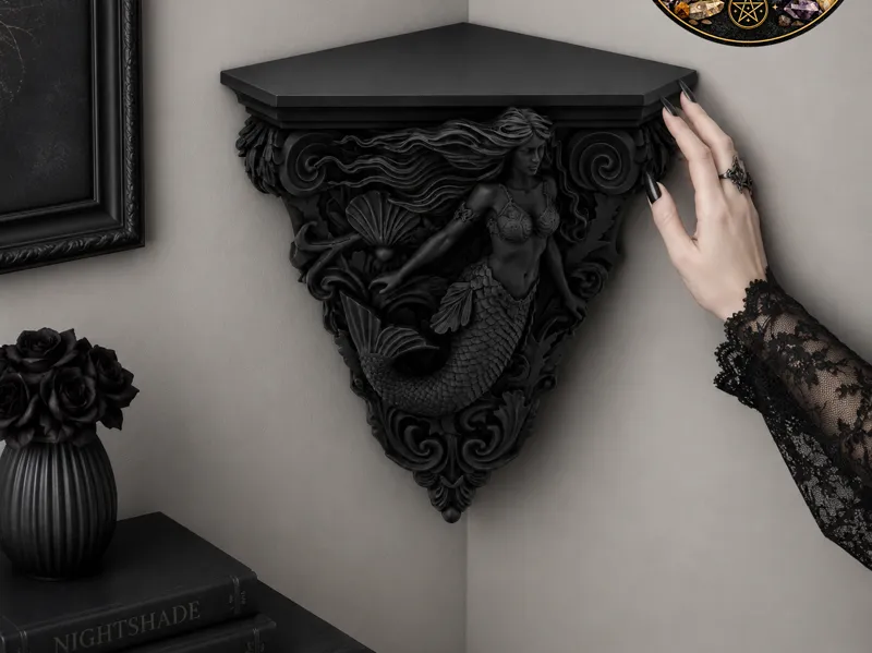 Goth Mermaid Corner Wall Shelf Gothic