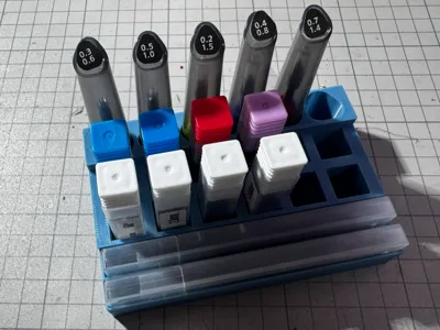 Gridfinity 2x3 Tool Holder: Perfectly Stores 6 DSPIAE Scribing Tools, 12 Drills, 2 Glass Files (with cases)