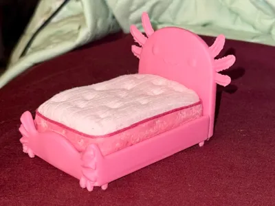 miniature axolotl bedframe for dolls