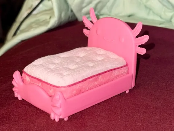 miniature axolotl bedframe for dolls