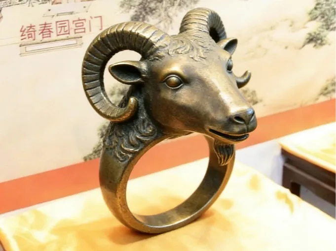 十二生肖羊首戒指