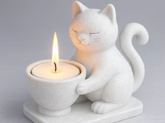 Cute Cat Candle Holder STL 