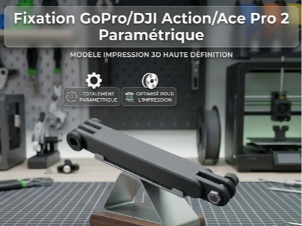 Fixation GoPro / DJI Universelle Paramétrique 