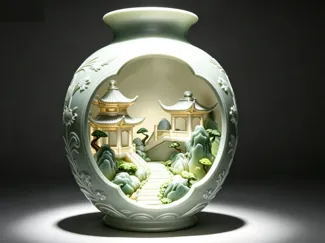 瓶中仙境|新中式镂空山水花瓶