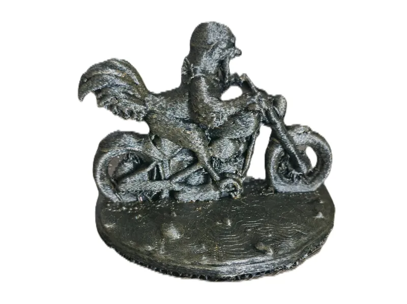 Rooster on motorbike